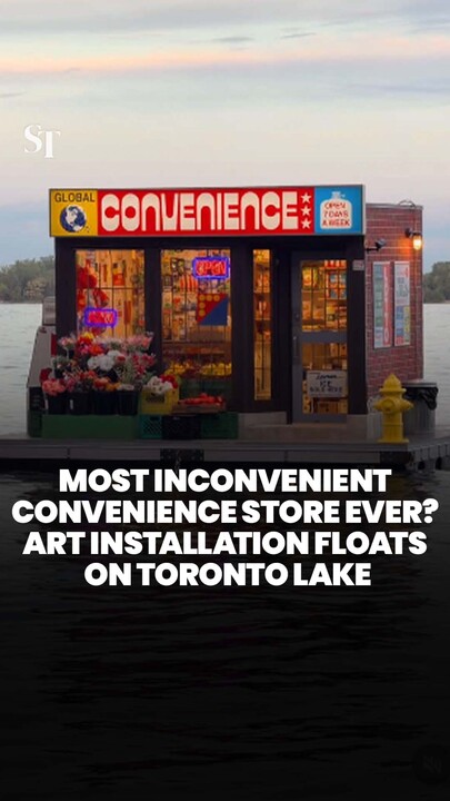 Art installation sees convenience store floating on Lake Ontario 