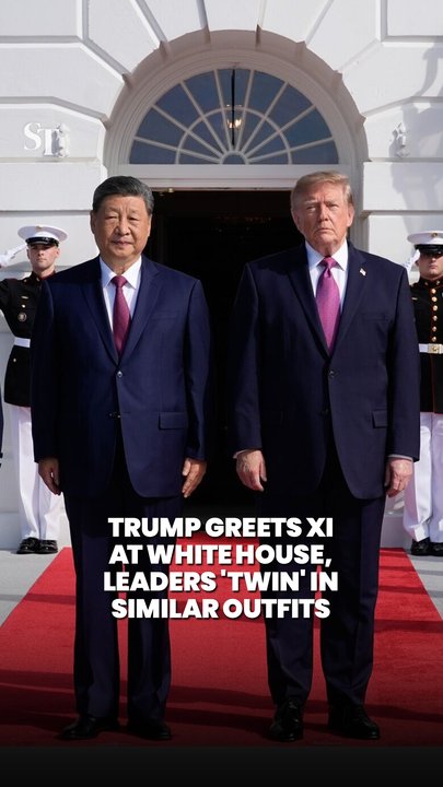 Trump greets Xi at White House, leaders 'twin' in similar outfits