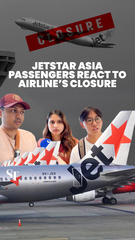 Os passageiros da Jetstar Asia no aeroporto de Changi reagem ao fechamento da companhia aérea