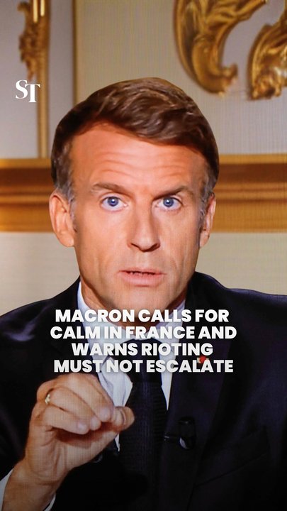 French President Emmanuel Macron addresses the nation after unrest