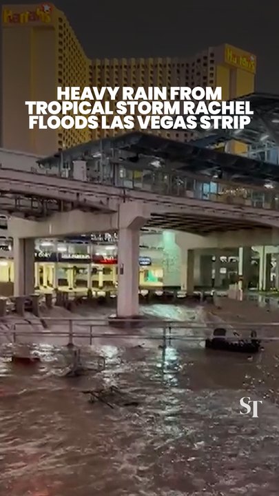 Parts of Las Vegas strip inundated by flash floods after heavy rain from tropical storm Rachel