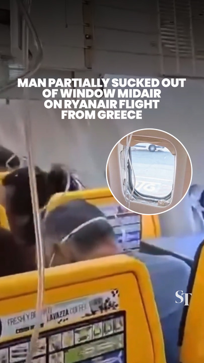 Man partially sucked out of window midair on Ryanair flight from Greece