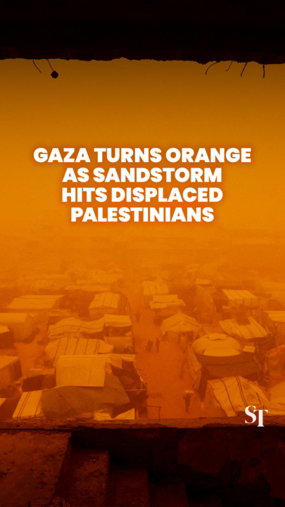 Gaza turns orange as sandstorm hits displaced Palestinians