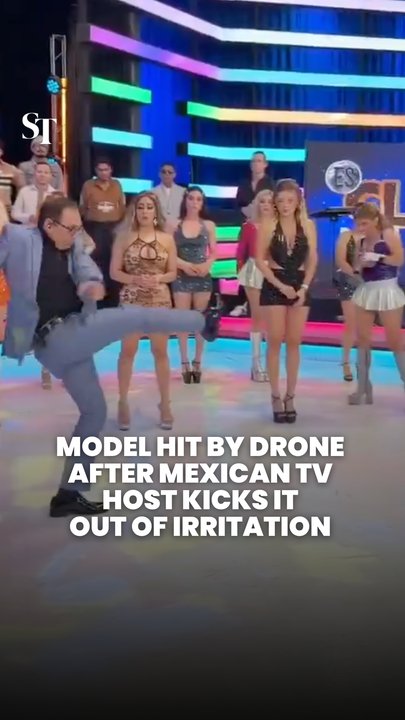 Drone kicked by Mexican TV host out of irritation strikes model’s face