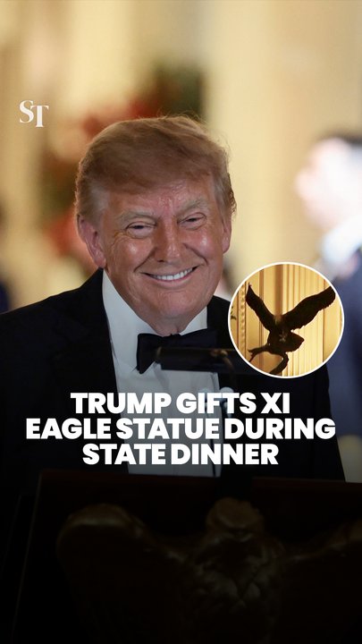 Trump gifts Xi bald eagle statue during state dinner at White House