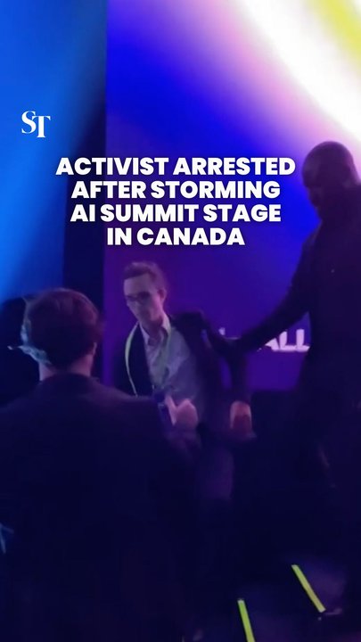 Activist arrested after storming AI summit stage in Canada