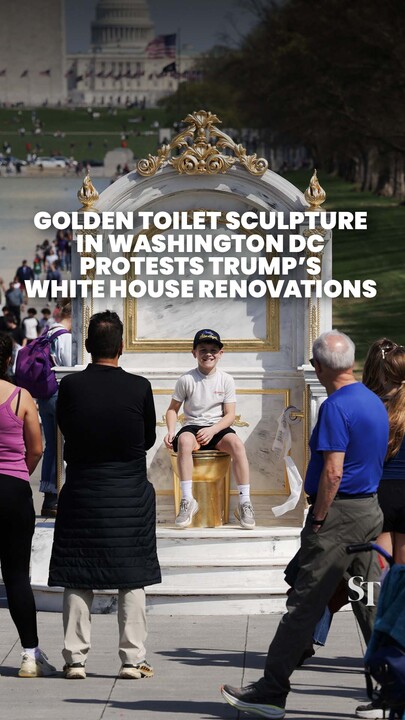 ‘A throne fit for a king’: Golden toilet sculpture appears in Washington DC