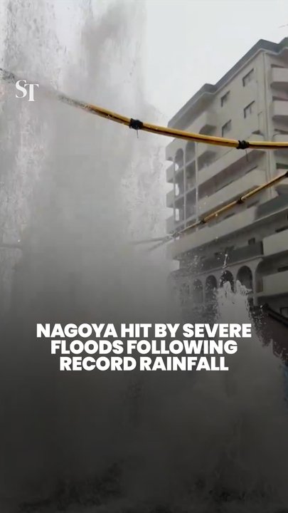 Torrential rain floods streets, inundates buildings in Nagoya, Japan