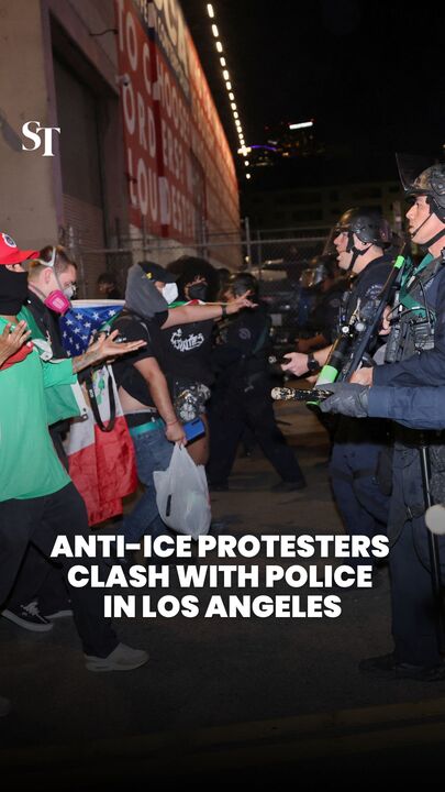 Anti-ICE protesters clash with police in Los Angeles