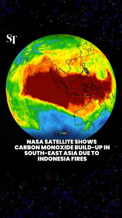 NASA satellite shows high carbon monoxide concentration across South-east Asia due to Indonesia fires