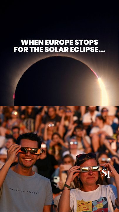 When Europe stops to stare at the total solar eclipse for 2 minutes…