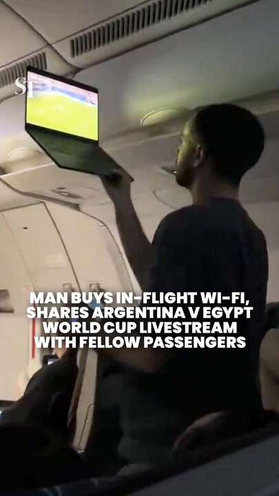 Football fan buys airline wifi to livestream Argentina v Egypt World Cup match for fellow passengers