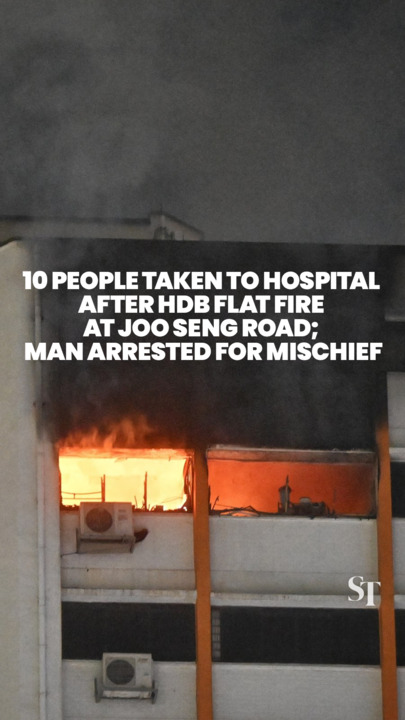 10 taken to hospital after HDB flat fire at Joo Seng Road; man arrested for mischief