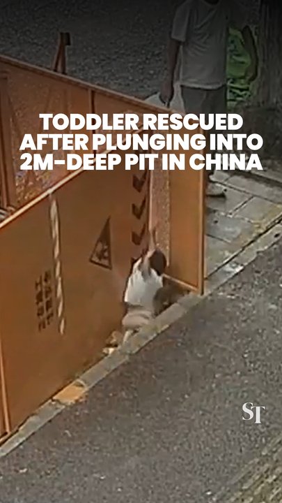 Toddler in China rescued after falling into 2m-deep pit