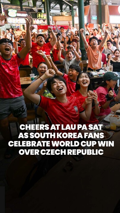 200 South Korea football fans gather at Lau Pa Sat to watch World Cup opener