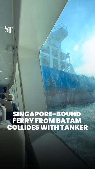 Singapore-bound ferry collides with chemical tanker in Singapore waters