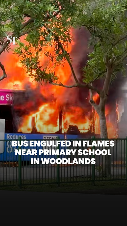 Bus engulfed in flames near primary school in Woodlands