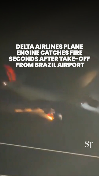 Delta Airlines plane catches fire seconds after take-off from Brazil airport