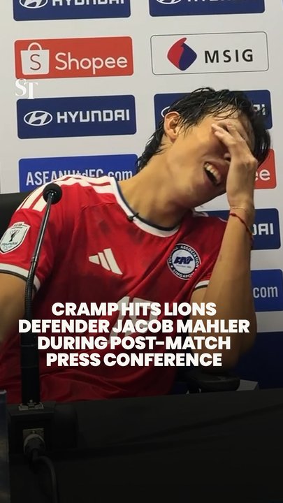 Ouch! Cramp hits Lions defender Jacob Mahler during post-match press conference