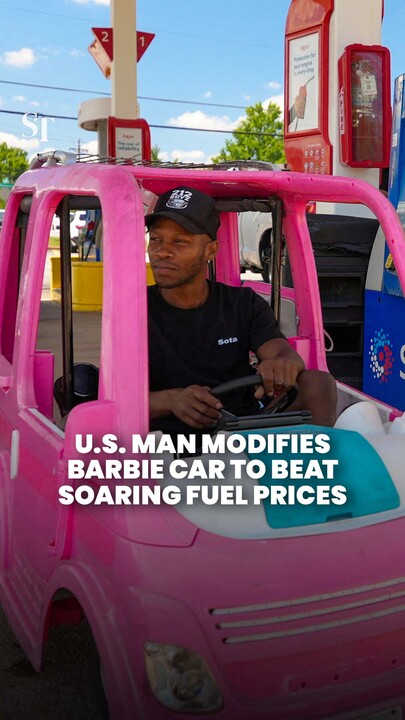 US handyman transforms Barbie toy car for the road amid soaring petrol prices