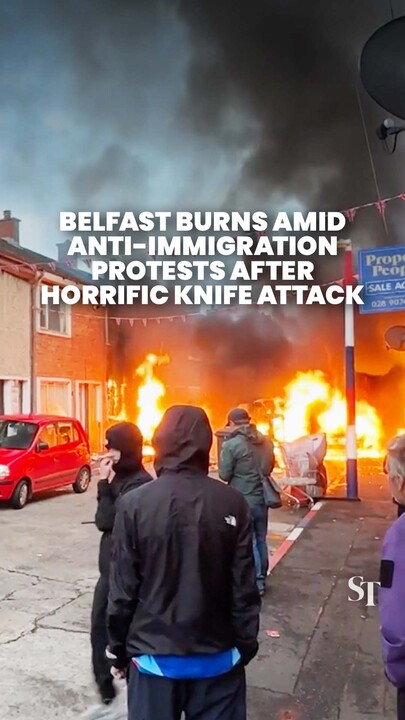 Violence breaks out during anti-immigration protests in Northern Ireland after ‘brutal’ knife attack
