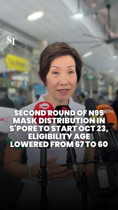 Second round of N95 mask distribution in S'pore to start Oct 23, eligibility age lowered to 60