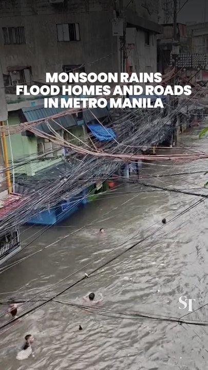 Monsoon rain floods areas in Manila, Philippines
