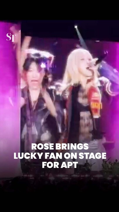Rose brings lucky fan on stage for APT at Blackpink concert