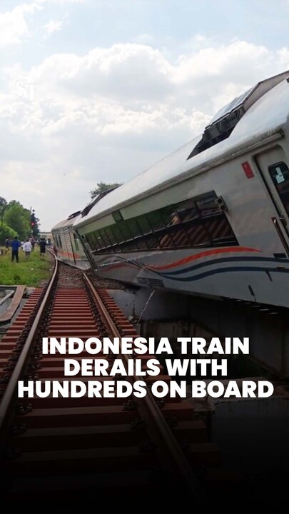 Purwojaya train derails with hundreds of passengers on board in Indonesia