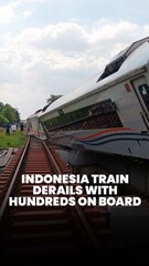 Purwojaya train derails with hundreds of passengers on board in Indonesia