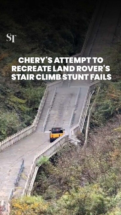 Chery's attempt to  recreate Land Rover's  stair climb stunt fails