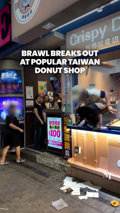 Brawl breaks out at popular donut shop in Ximending, Taiwan
