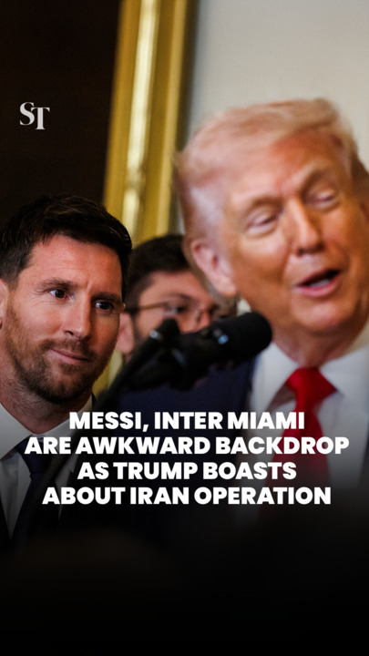 Messi awkwardly looks on as Trump boasts about Iran operation