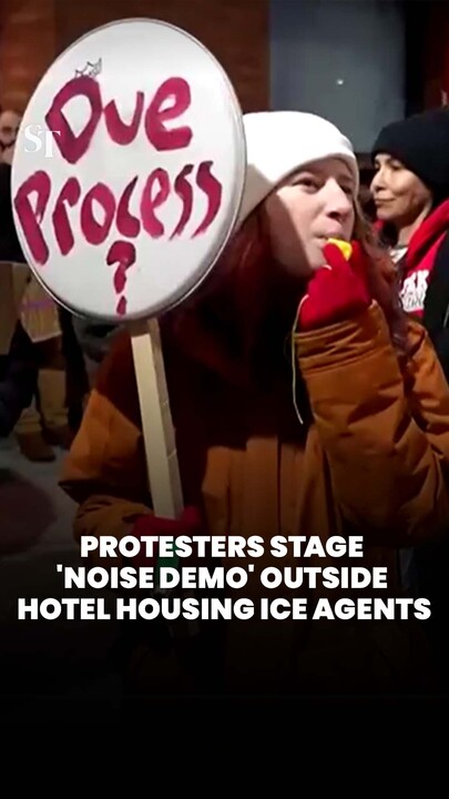 Protesters stage 'noise demo' outside hotel housing ICE agents
