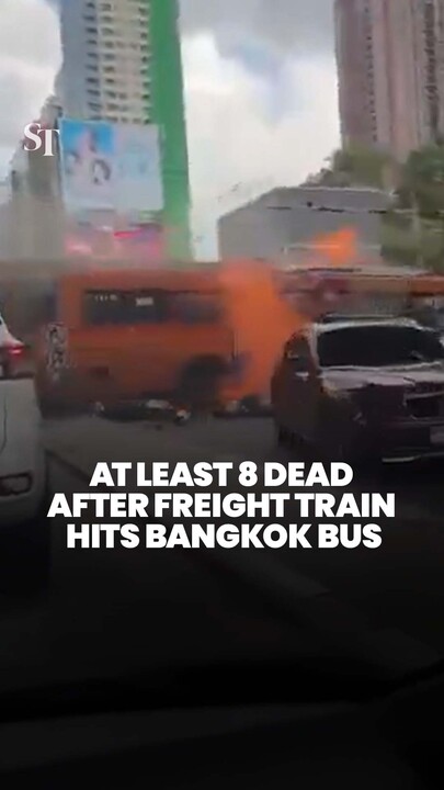 At least 8 dead after freight train hits Bangkok bus near Makkasan Station 