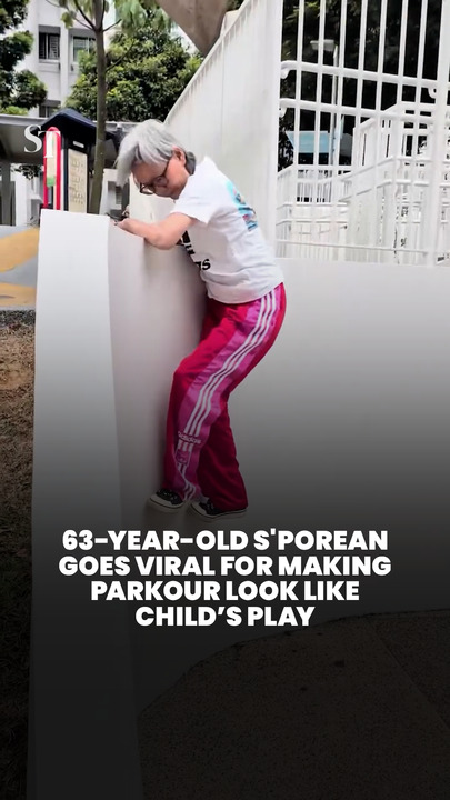 63-year-old woman does parkour at Toa Payoh playground