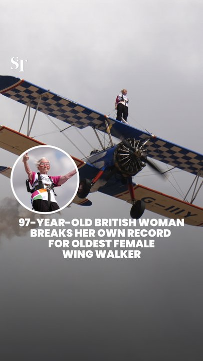 97-year-old British woman breaks her own record for oldest female wing walker