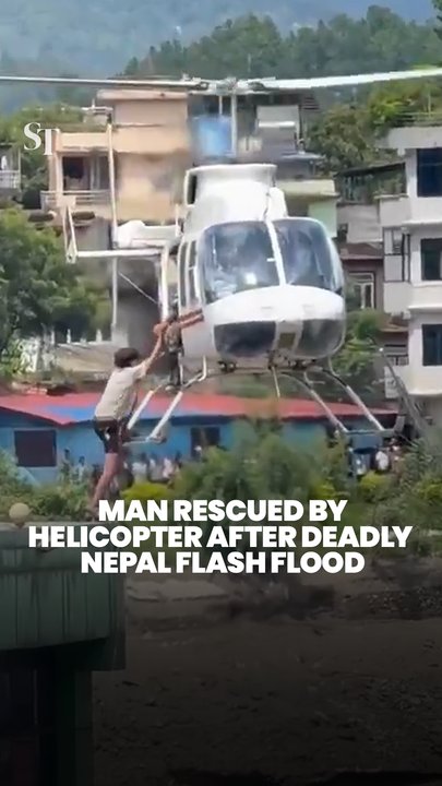 Man rescued by helicopter after deadly Nepal flash flood