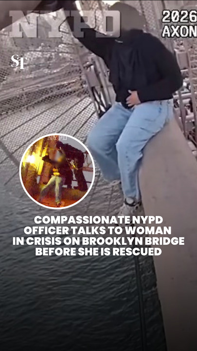 ‘Don’t do it, please’: NYPD officer talks to woman in crisis on Brooklyn Bridge