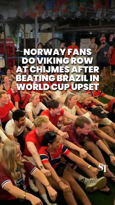 Norway fans in Singapore do Viking row after shock win over Brazil in World Cup
