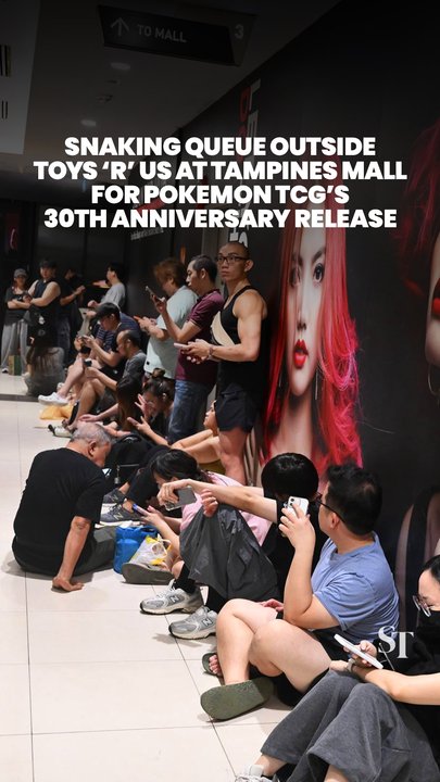 Pokemon fans queue at Toys ‘R’ Us Tampines Mall for trading card game’s 30th anniversary