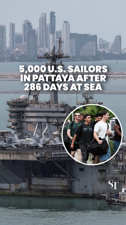 Sailors aboard embattled US aircraft carrier land in Pattaya after gruelling 286 days at sea