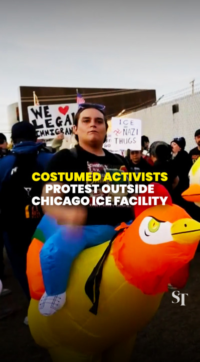 Costumed activists protest outside Chicago ICE facility