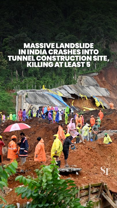 5 killed in India after landslide crashes into tunnel construction site.