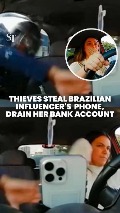 Thieves in Brazil smash car window, grab influencer’s phone while she waits in traffic
