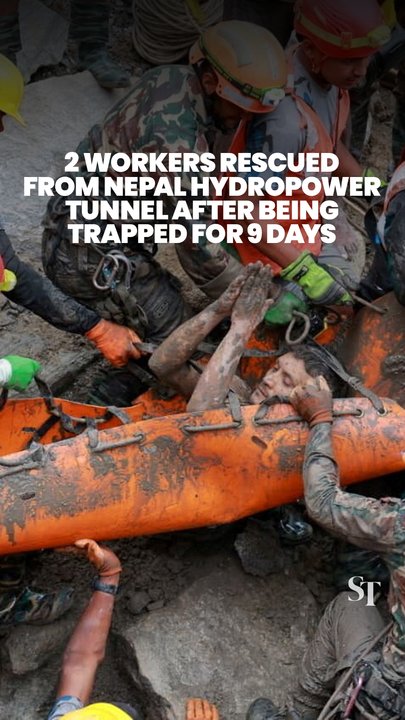 2 workers rescued after being trapped in Nepal hydropower tunnel for 9 days