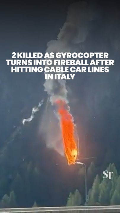 2 killed as gyrocopter turns into fireball after hitting cable car lines in Italy