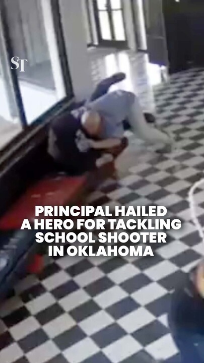 Principal stops school shooter with daring tackle in Oklahoma