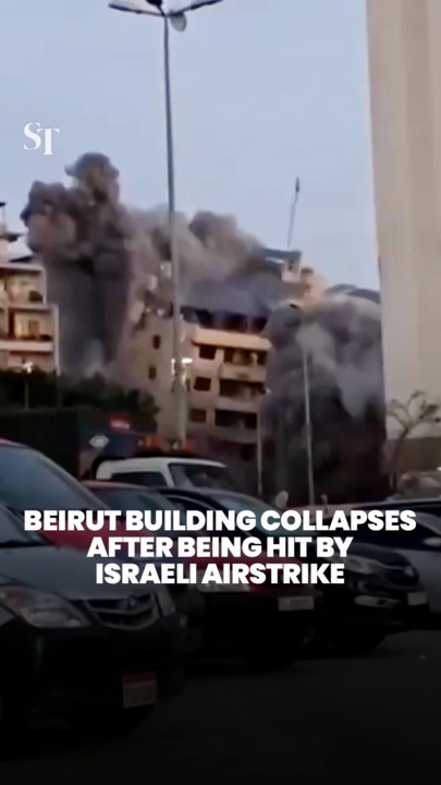 Building in central Beirut collapses after being hit by Israeli airstrike