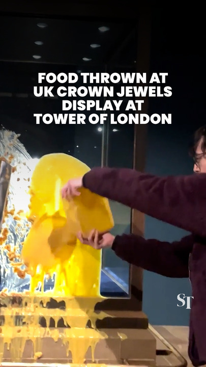 4 arrested after smearing custard, crumble at crown jewels case in London